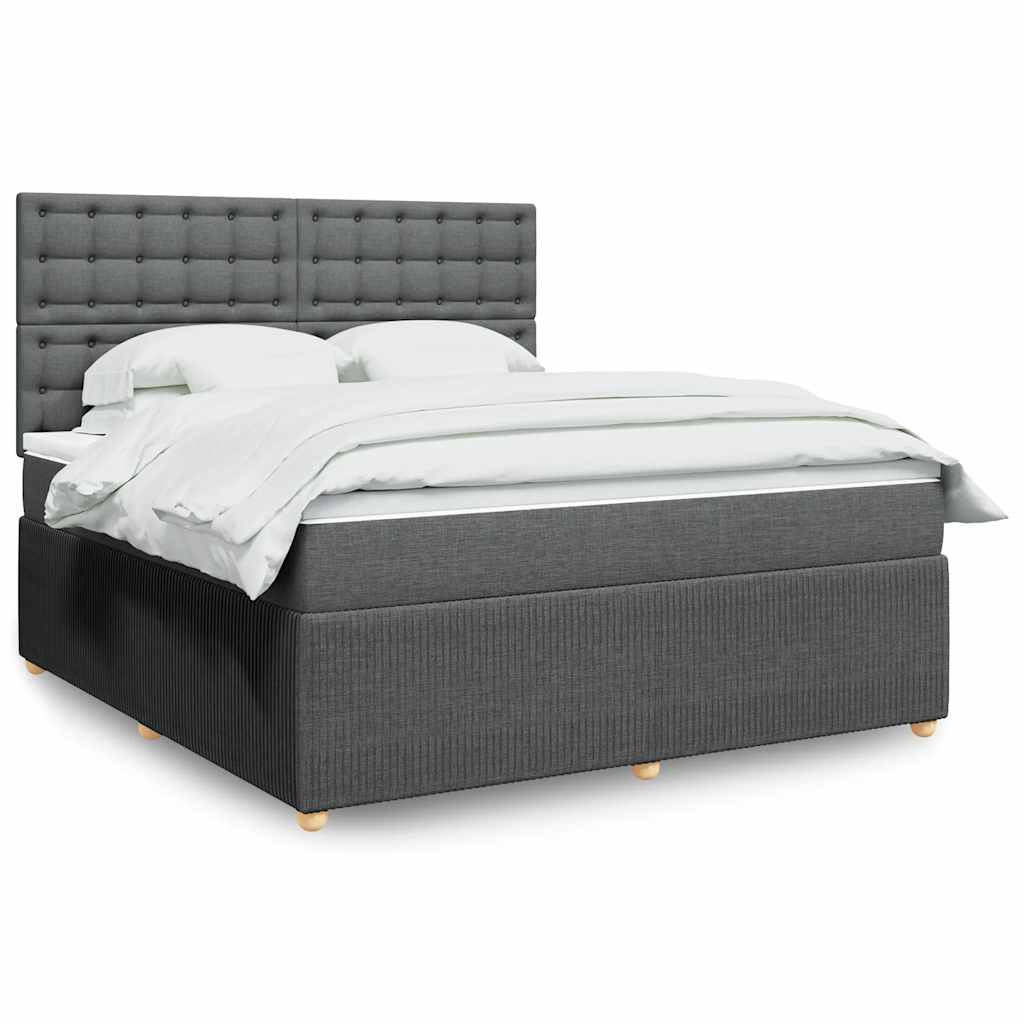 Giroletto a Molle con Materasso Grigio Scuro 180x200 cm Tessuto