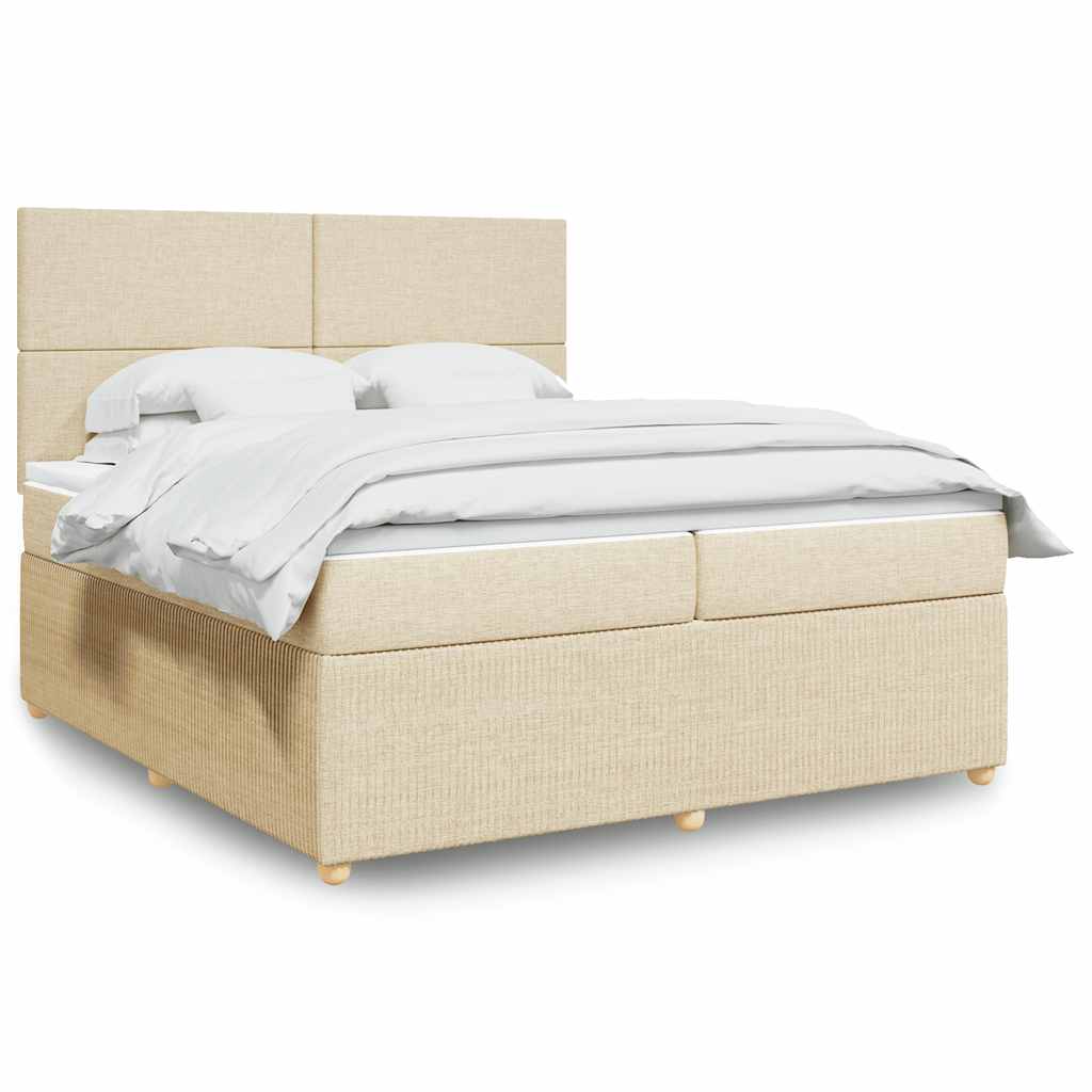Giroletto a Molle con Materasso Crema 200x200 cm in Tessuto