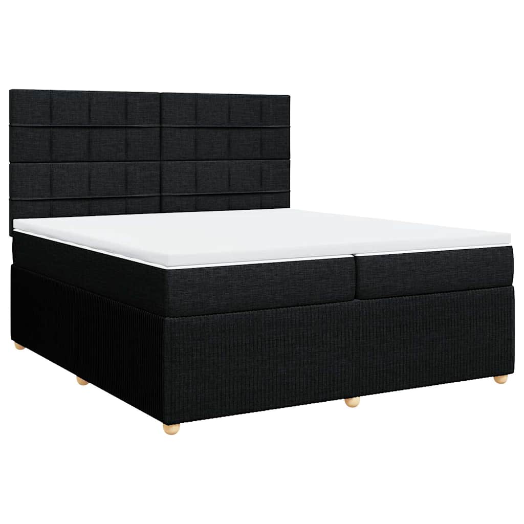 Giroletto a Molle con Materasso Nero 200x200 cm in Tessuto