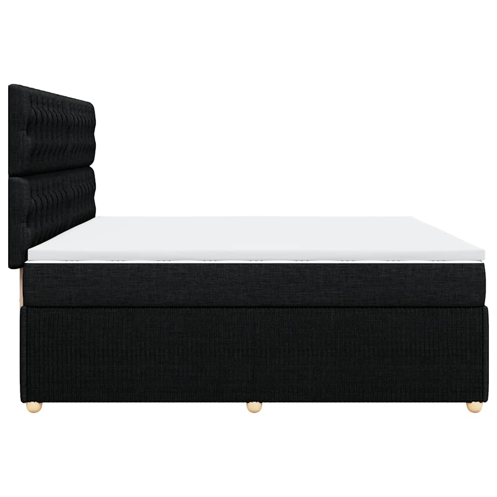 Giroletto a Molle con Materasso Nero 200x200 cm in Tessuto