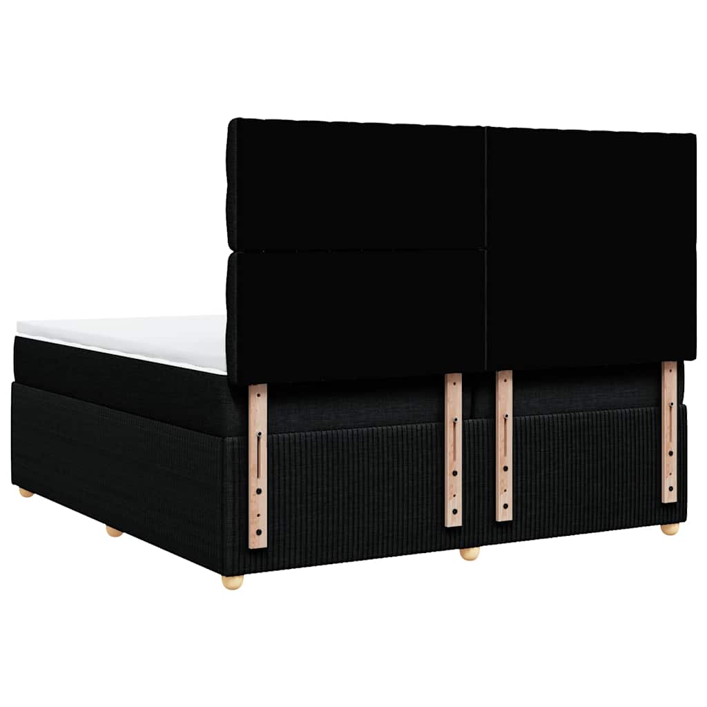 Giroletto a Molle con Materasso Nero 200x200 cm in Tessuto