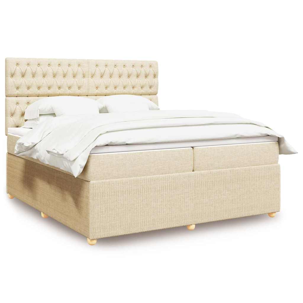 Giroletto a Molle con Materasso Crema 200x200 cm in Tessuto