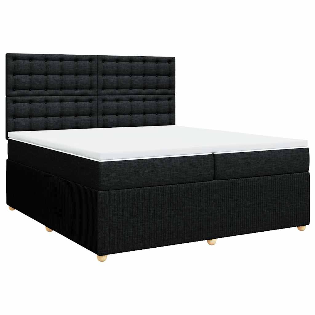 Giroletto a Molle con Materasso Nero 200x200 cm in Tessuto