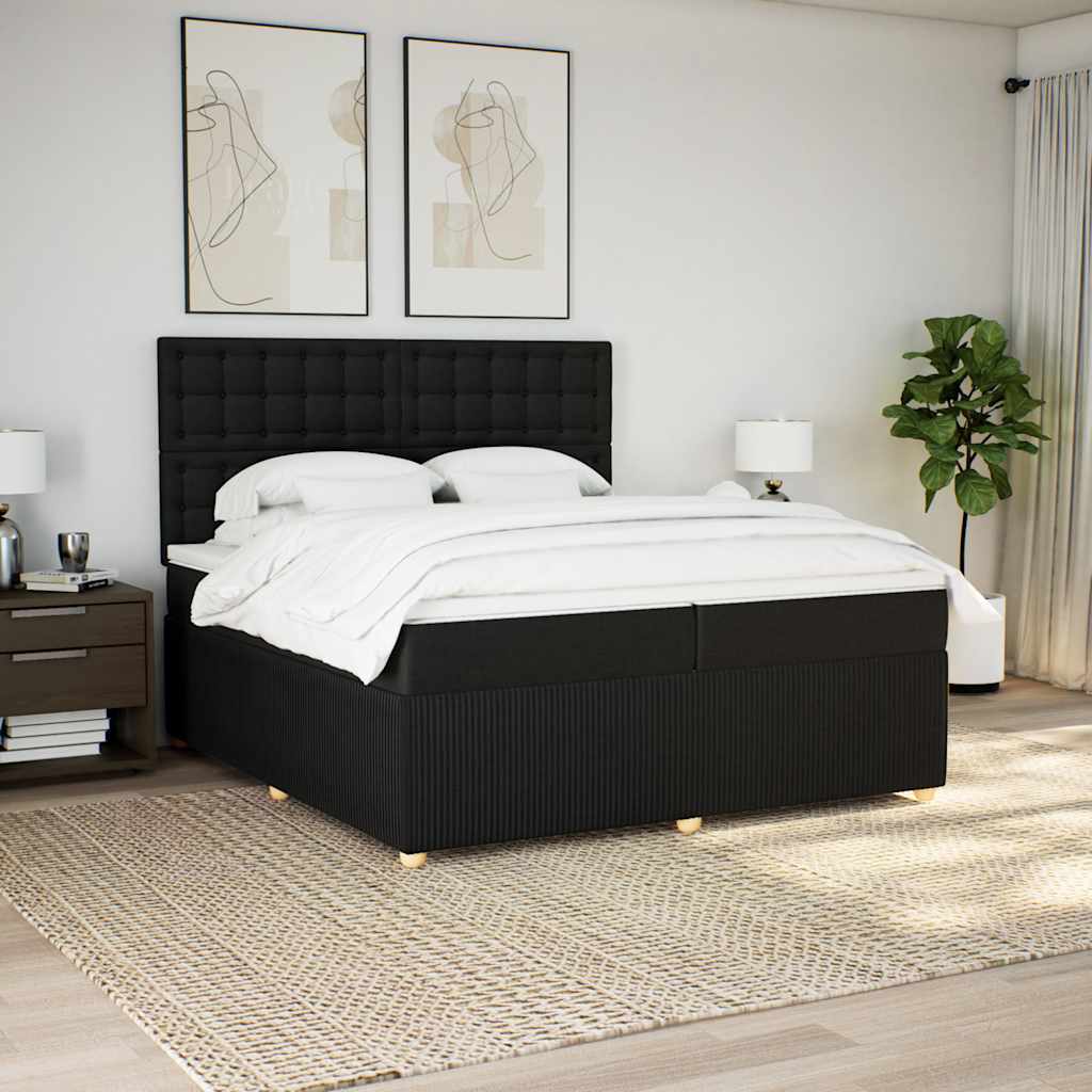 Giroletto a Molle con Materasso Nero 200x200 cm in Tessuto