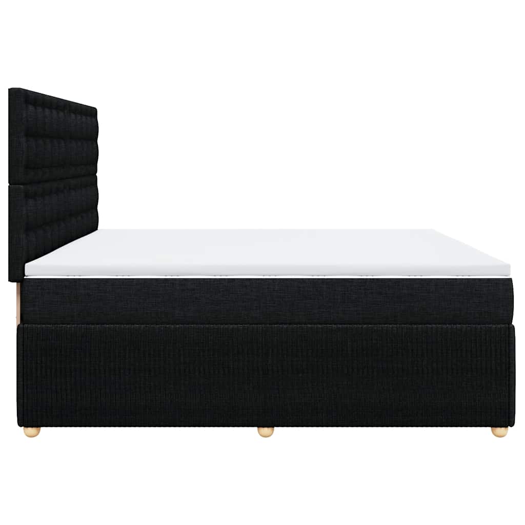 Giroletto a Molle con Materasso Nero 200x200 cm in Tessuto