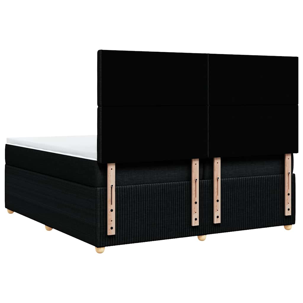 Giroletto a Molle con Materasso Nero 200x200 cm in Tessuto
