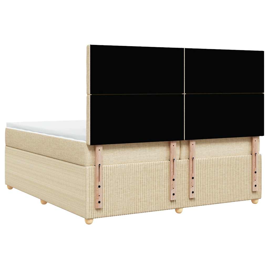 Giroletto a Molle con Materasso Crema 200x200 cm in Tessuto