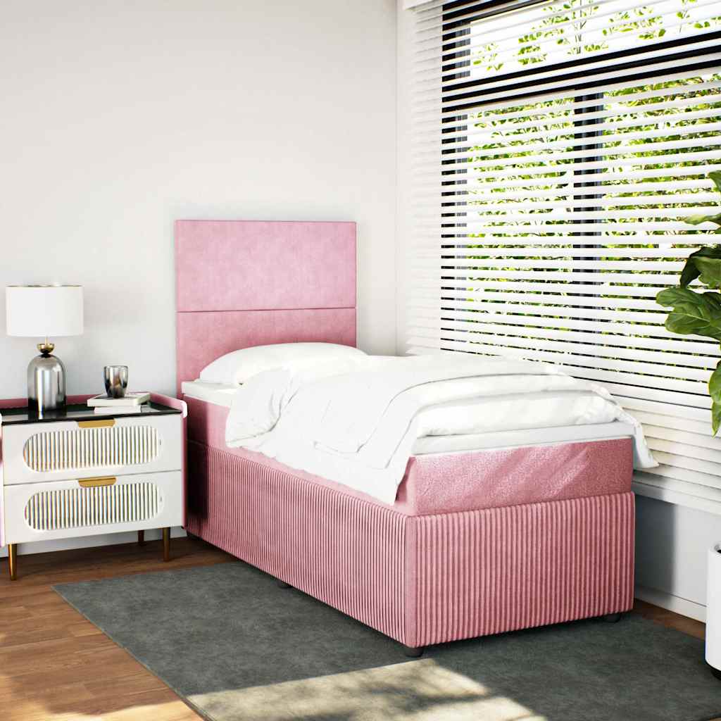 Giroletto a Molle con Materasso Rosa 80x200 cm in Velluto
