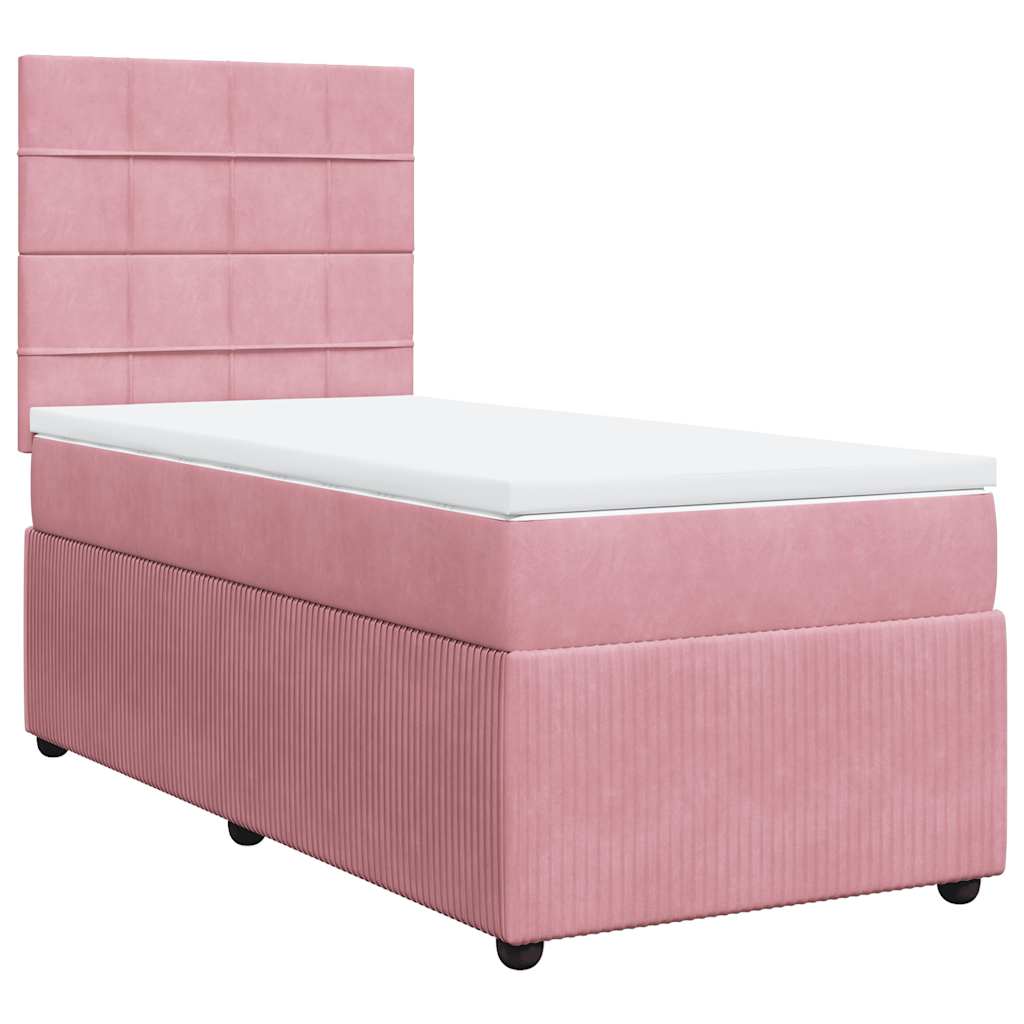 Giroletto a Molle con Materasso Rosa 80x200 cm in Velluto - homemem39