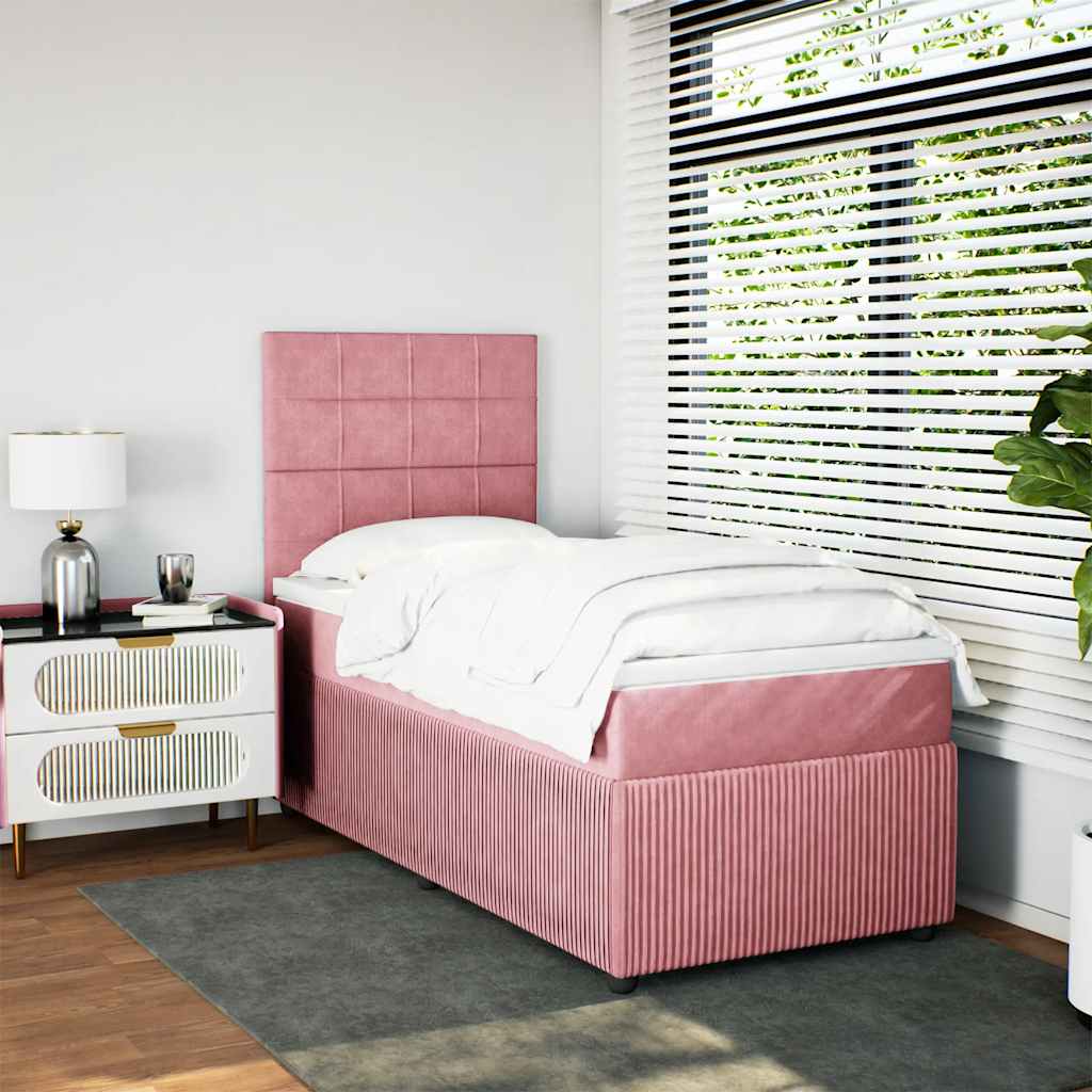 Giroletto a Molle con Materasso Rosa 80x200 cm in Velluto - homemem39