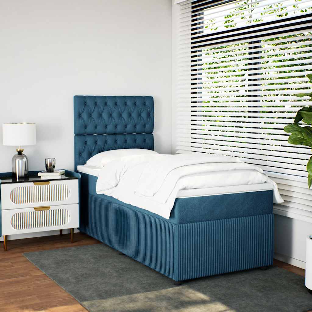 Giroletto a Molle con Materasso Blu Scuro 80x200 cm in Velluto