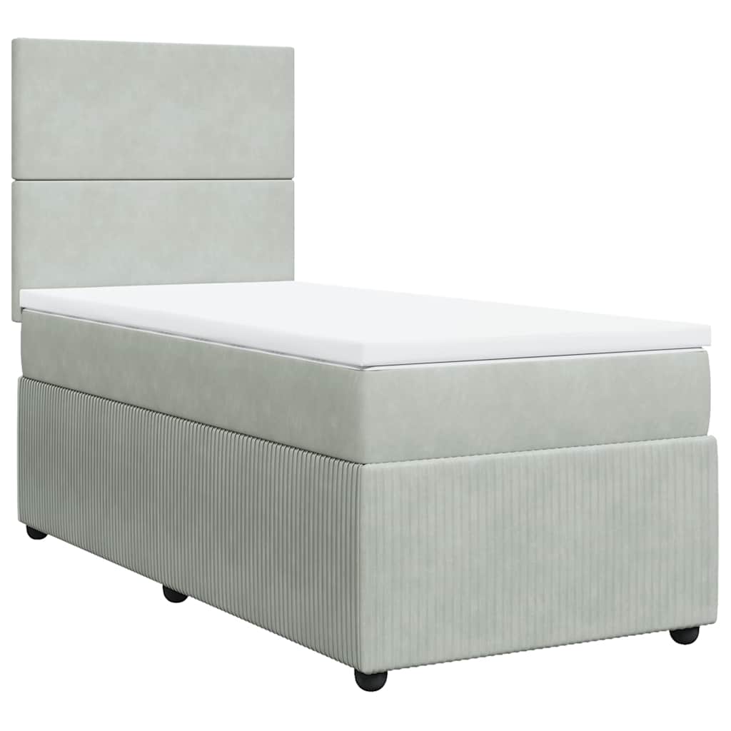 Giroletto a Molle con Materasso Grigio Chiaro 90x190 cm Velluto