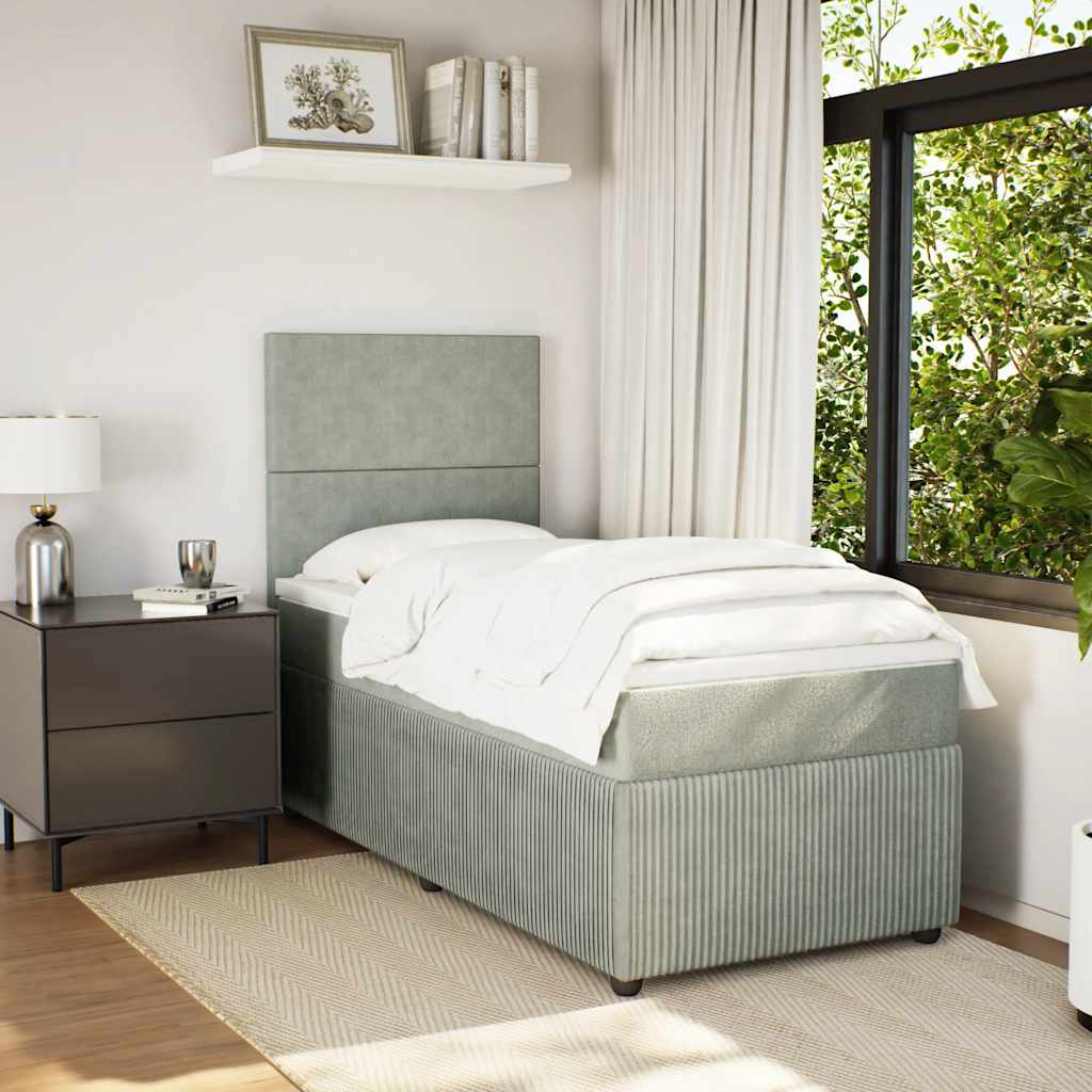 Giroletto a Molle con Materasso Grigio Chiaro 90x190 cm Velluto