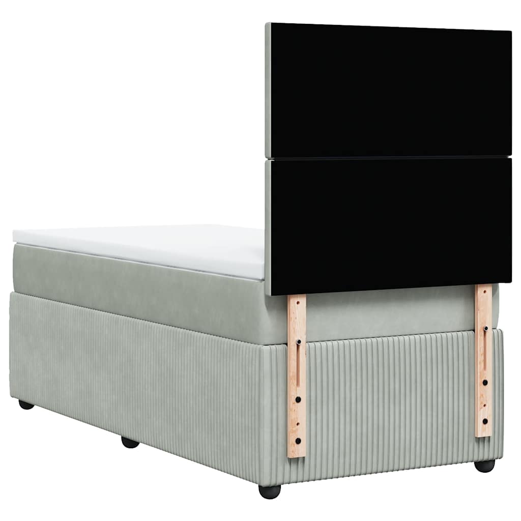 Giroletto a Molle con Materasso Grigio Chiaro 90x190 cm Velluto