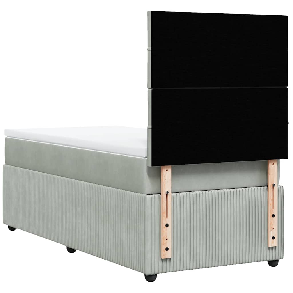 Giroletto a Molle con Materasso Grigio Chiaro 90x190 cm Velluto