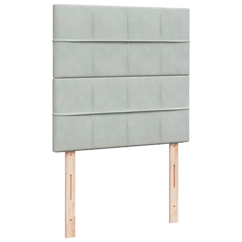 Giroletto a Molle con Materasso Grigio Chiaro 90x190 cm Velluto