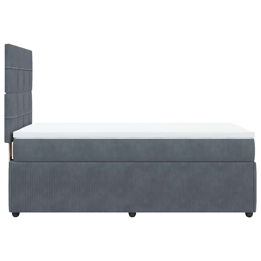 Giroletto a Molle con Materasso Grigio Scuro 90x190 cm Velluto