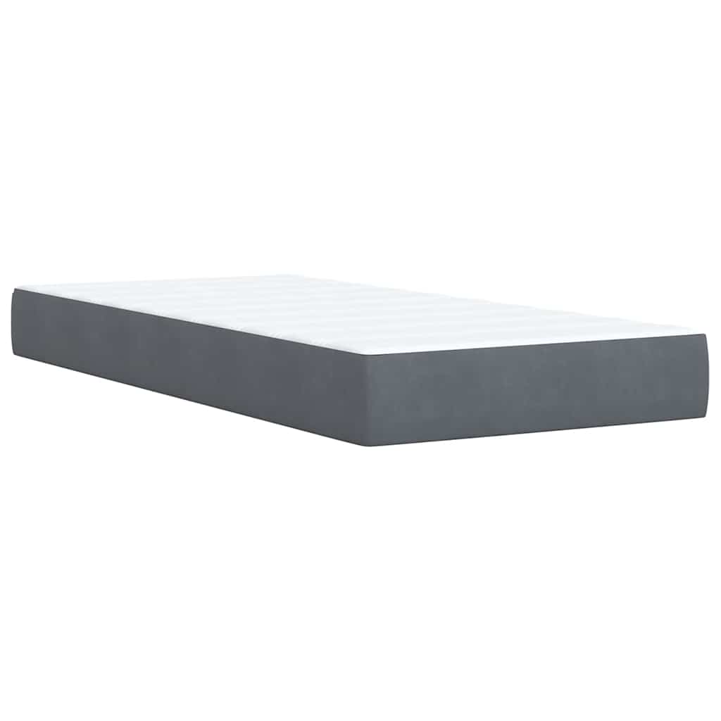 Giroletto a Molle con Materasso Grigio Scuro 90x190 cm Velluto