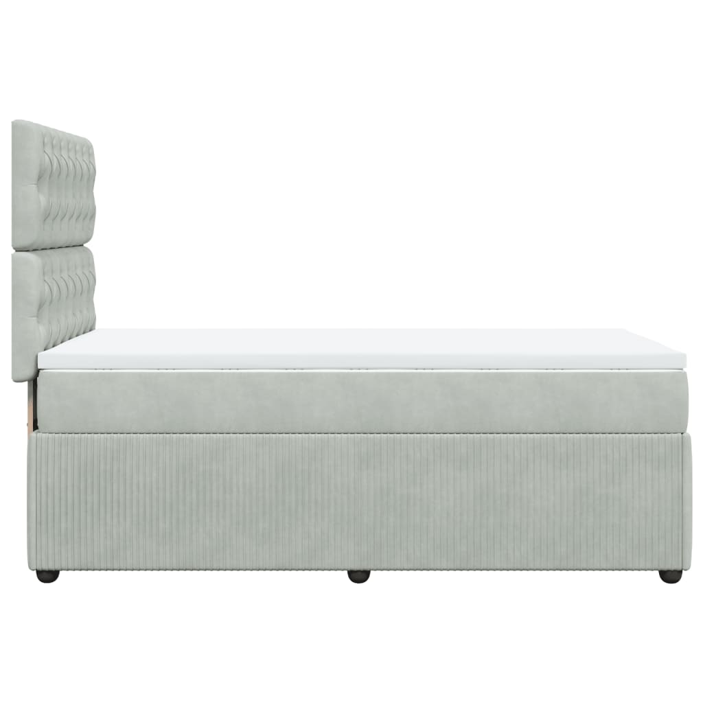 Giroletto a Molle con Materasso Grigio Chiaro 90x190 cm Velluto