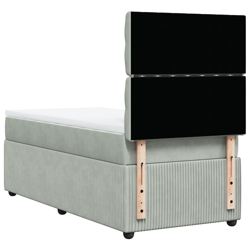 Giroletto a Molle con Materasso Grigio Chiaro 90x190 cm Velluto
