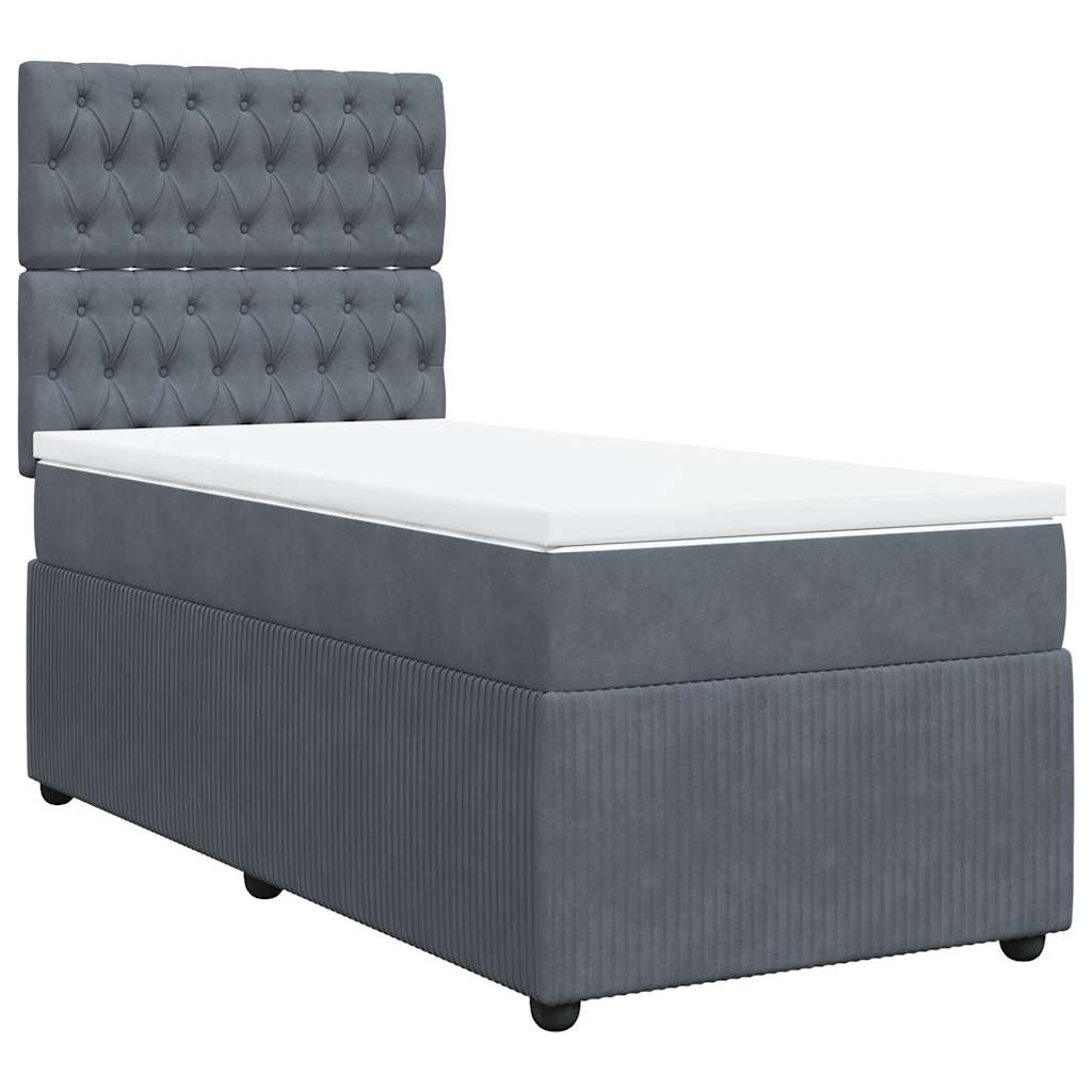Giroletto a Molle con Materasso Grigio Scuro 90x190 cm Velluto