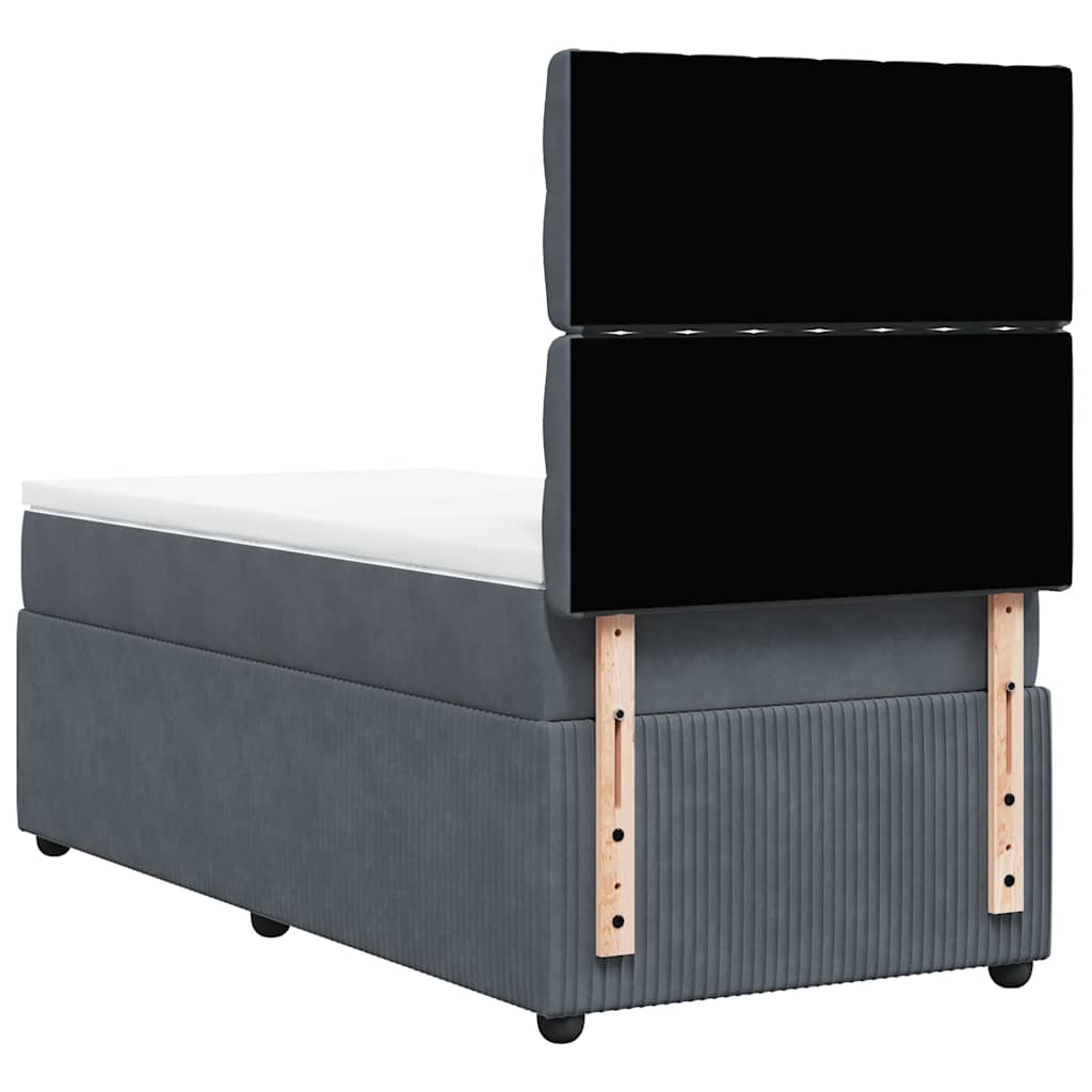 Giroletto a Molle con Materasso Grigio Scuro 90x190 cm Velluto