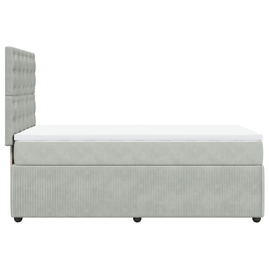 Giroletto a Molle con Materasso Grigio Chiaro 90x190 cm Velluto