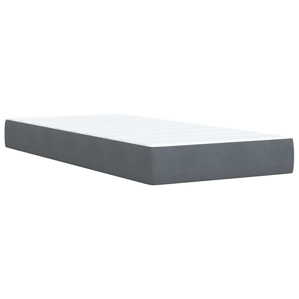 Giroletto a Molle con Materasso Grigio Scuro 90x190 cm Velluto