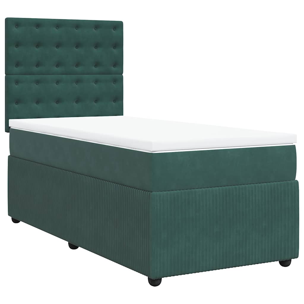 Giroletto a Molle con Materasso Verde Scuro 90x190 cm Velluto - homemem39