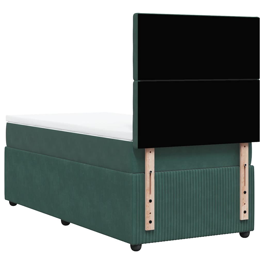 Giroletto a Molle con Materasso Verde Scuro 90x190 cm Velluto
