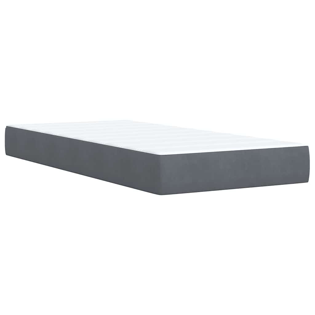 Giroletto a Molle con Materasso Grigio Scuro 90x200 cm Velluto