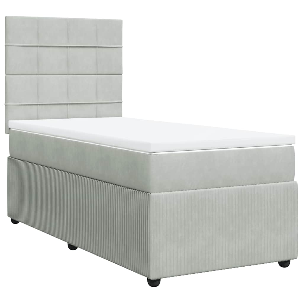 Giroletto a Molle con Materasso Grigio Chiaro 90x200 cm Velluto