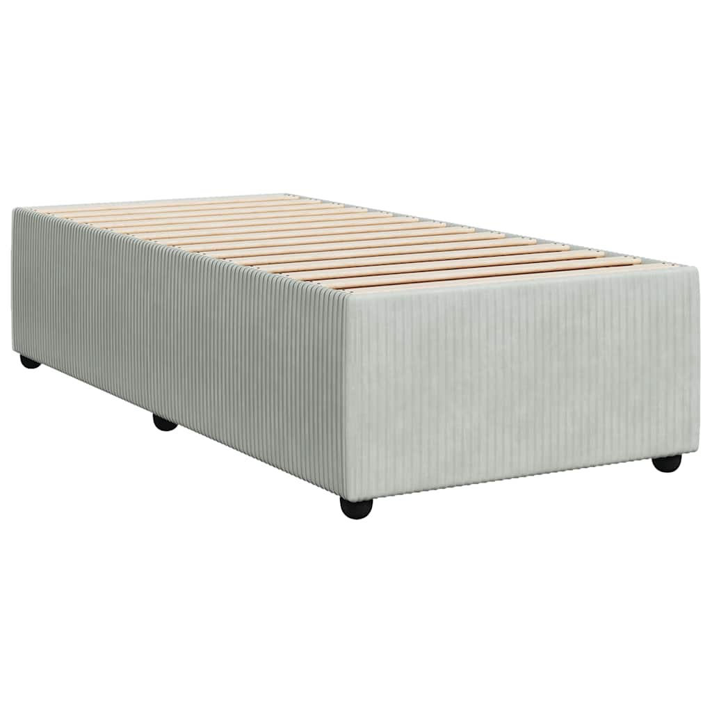 Giroletto a Molle con Materasso Grigio Chiaro 90x200 cm Velluto
