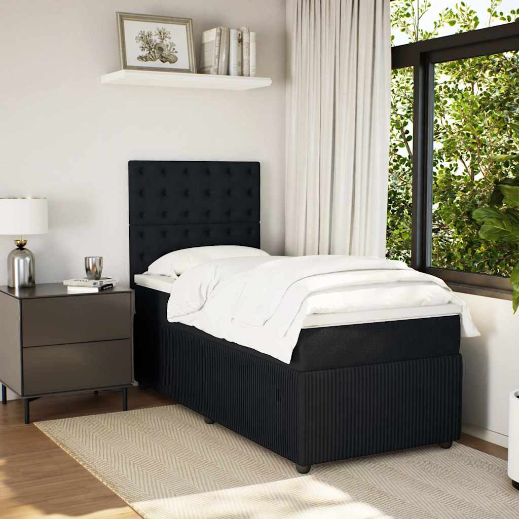 Giroletto a Molle con Materasso Nero 90x200 cm in Velluto