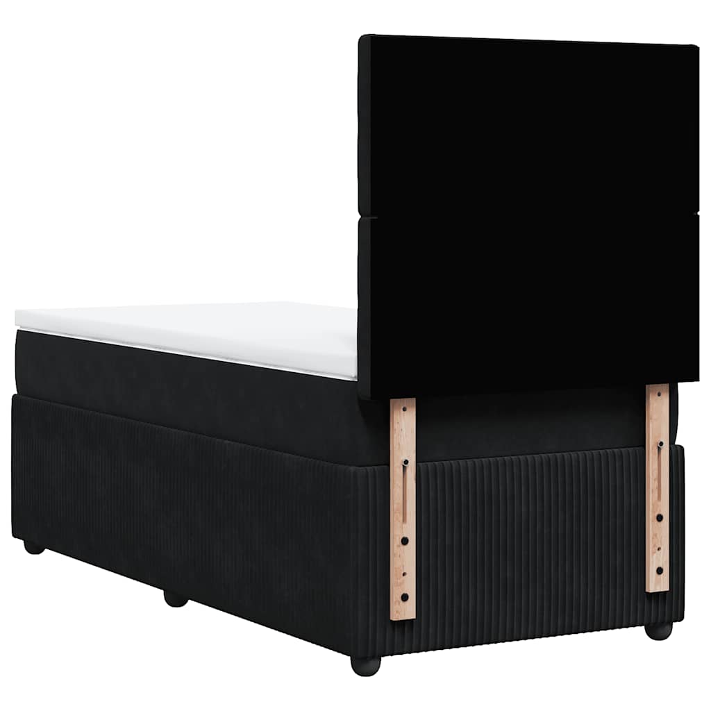 Giroletto a Molle con Materasso Nero 90x200 cm in Velluto