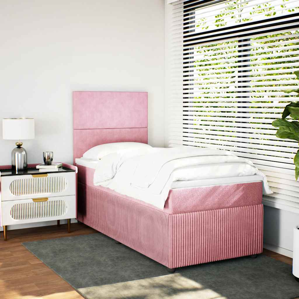 Giroletto a Molle con Materasso Rosa 100x200 cm in Velluto