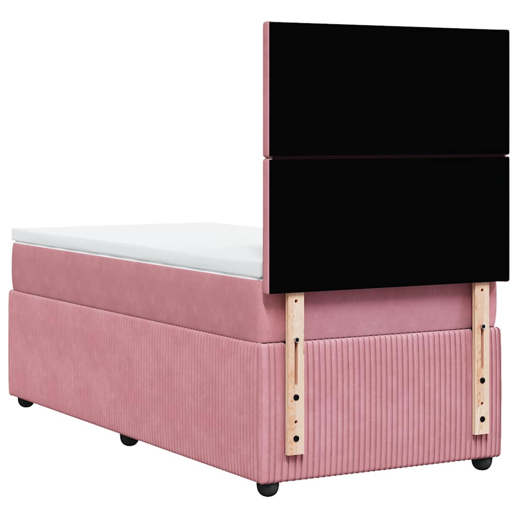 Giroletto a Molle con Materasso Rosa 100x200 cm in Velluto