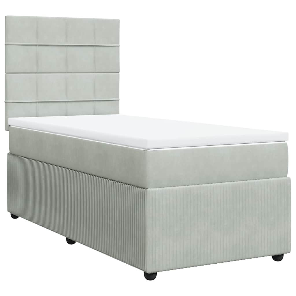 Giroletto a Molle con Materasso Grigio Chiaro 100x200cm Velluto