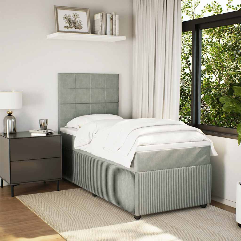 Giroletto a Molle con Materasso Grigio Chiaro 100x200cm Velluto