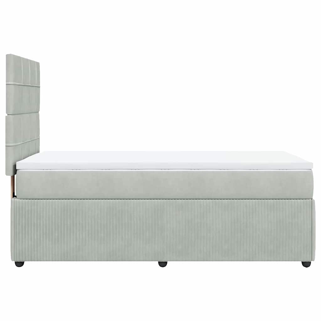 Giroletto a Molle con Materasso Grigio Chiaro 100x200cm Velluto