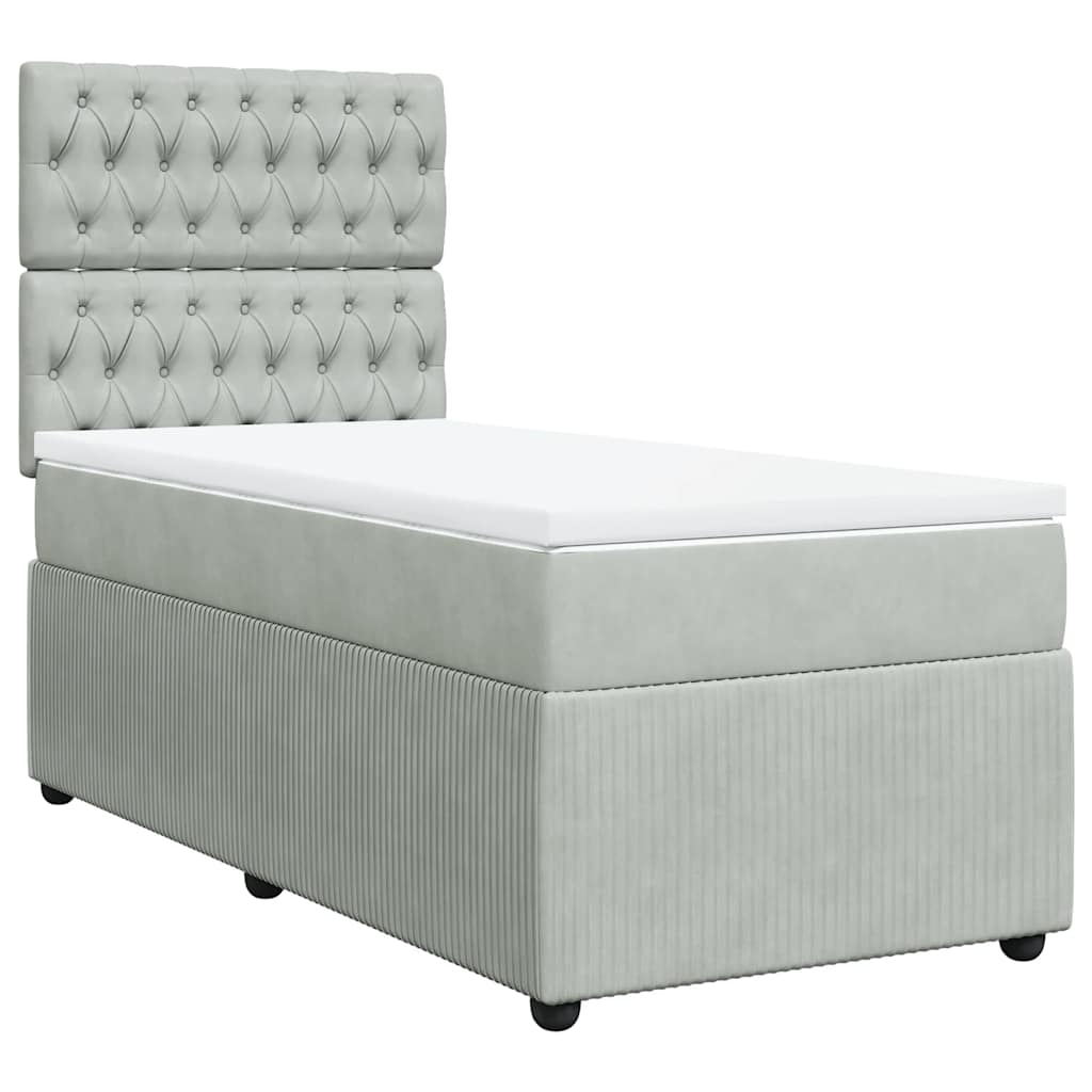 Giroletto a Molle con Materasso Grigio Chiaro 100x200cm Velluto