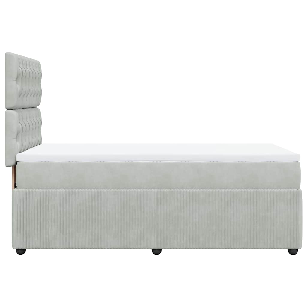 Giroletto a Molle con Materasso Grigio Chiaro 100x200cm Velluto