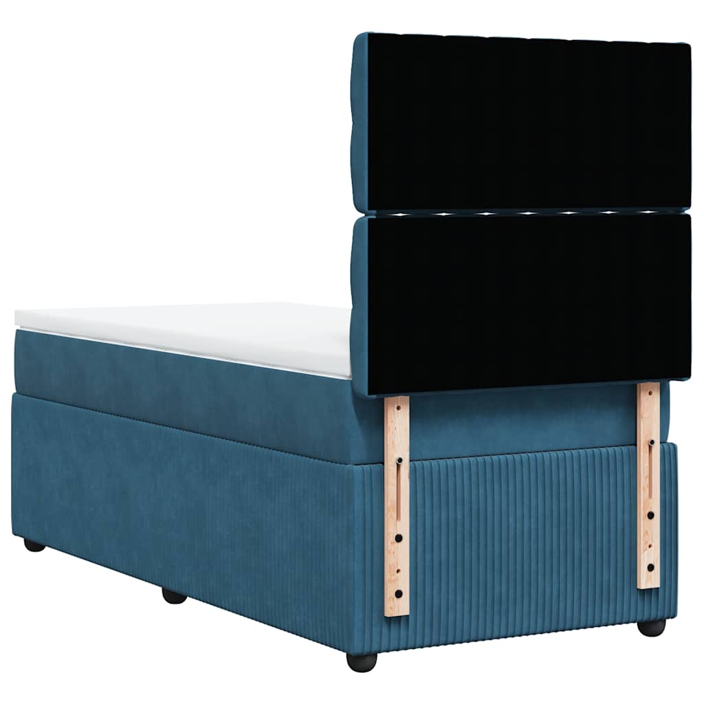 Giroletto a Molle con Materasso Blu Scuro 100x200 cm in Velluto