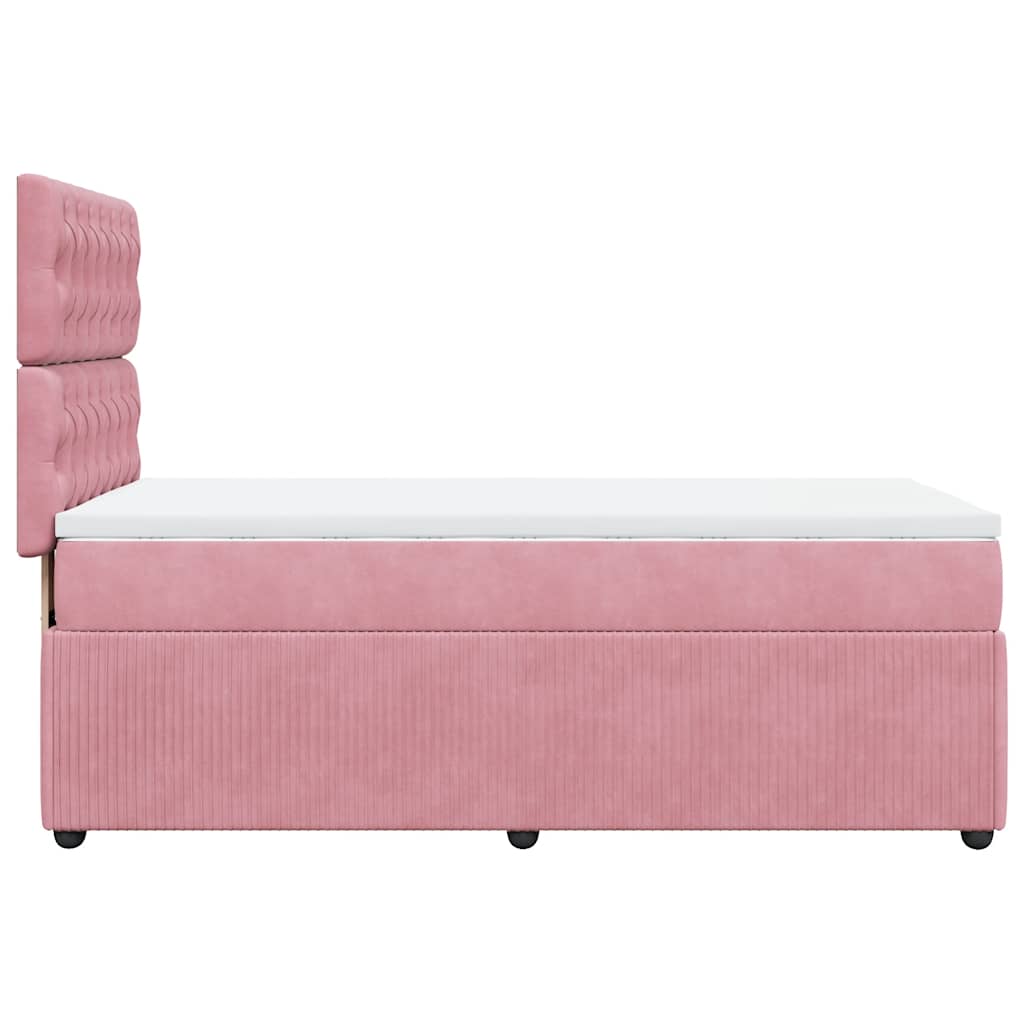 Giroletto a Molle con Materasso Rosa 100x200 cm in Velluto