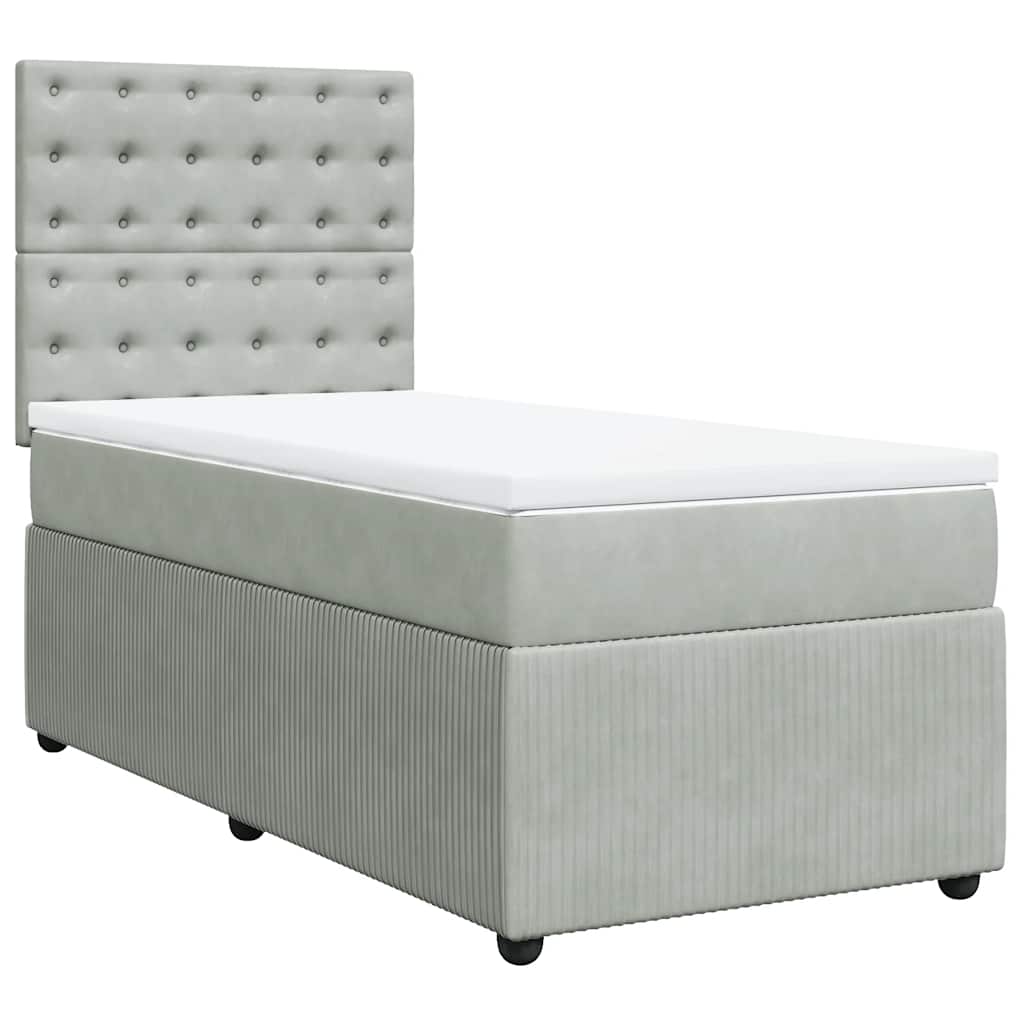 Giroletto a Molle con Materasso Grigio Chiaro 100x200cm Velluto