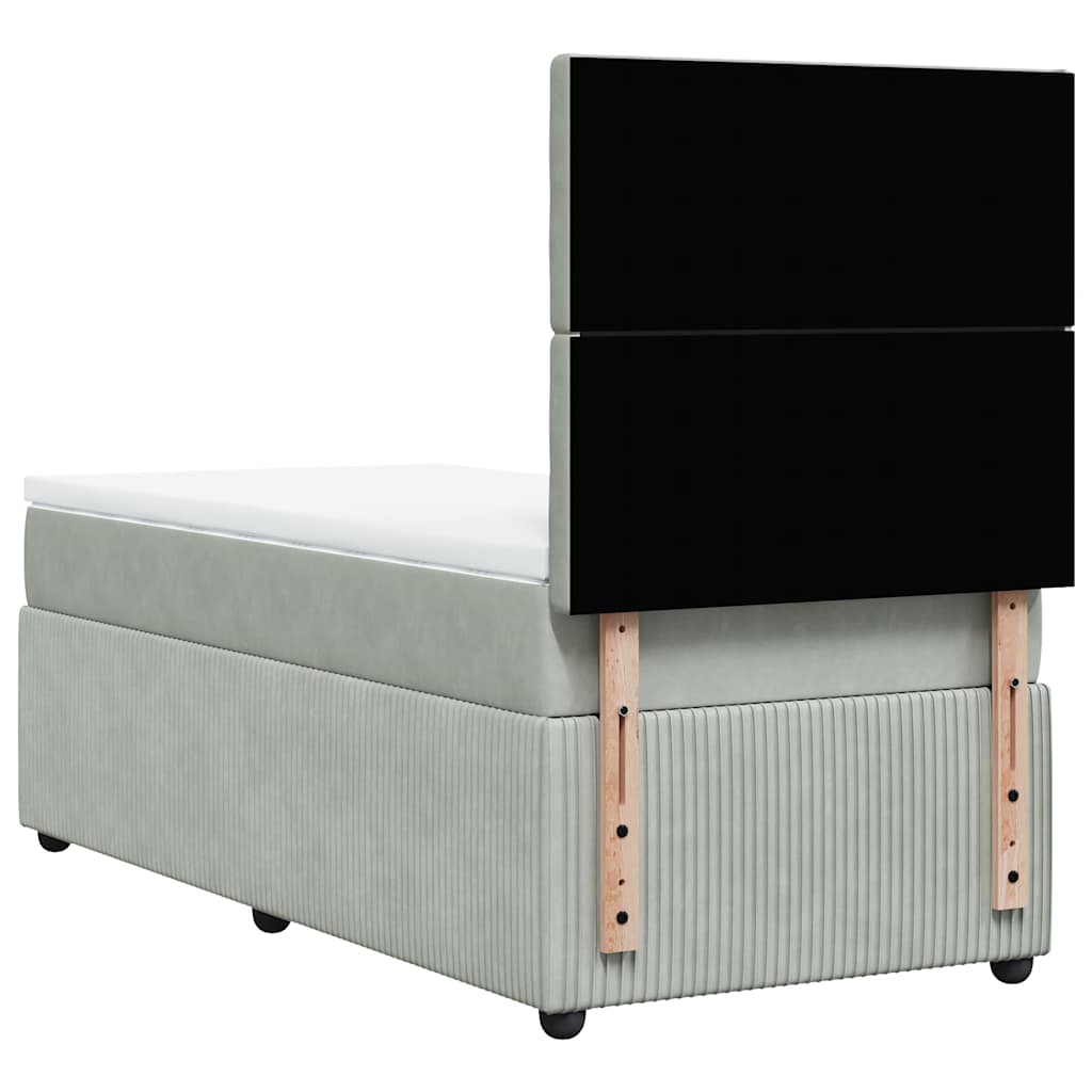 Giroletto a Molle con Materasso Grigio Chiaro 100x200cm Velluto