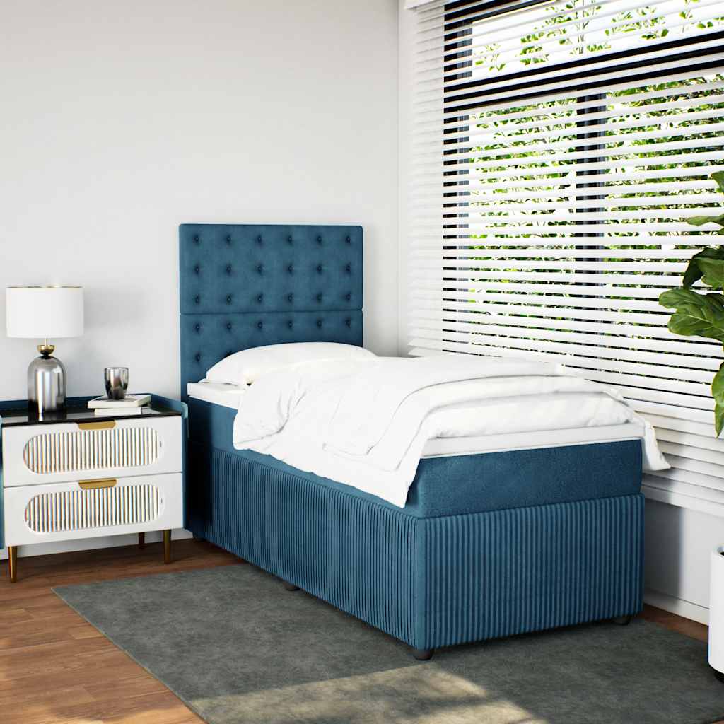 Giroletto a Molle con Materasso Blu Scuro 100x200 cm in Velluto