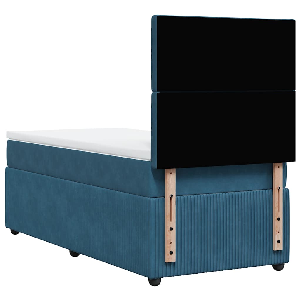 Giroletto a Molle con Materasso Blu Scuro 100x200 cm in Velluto