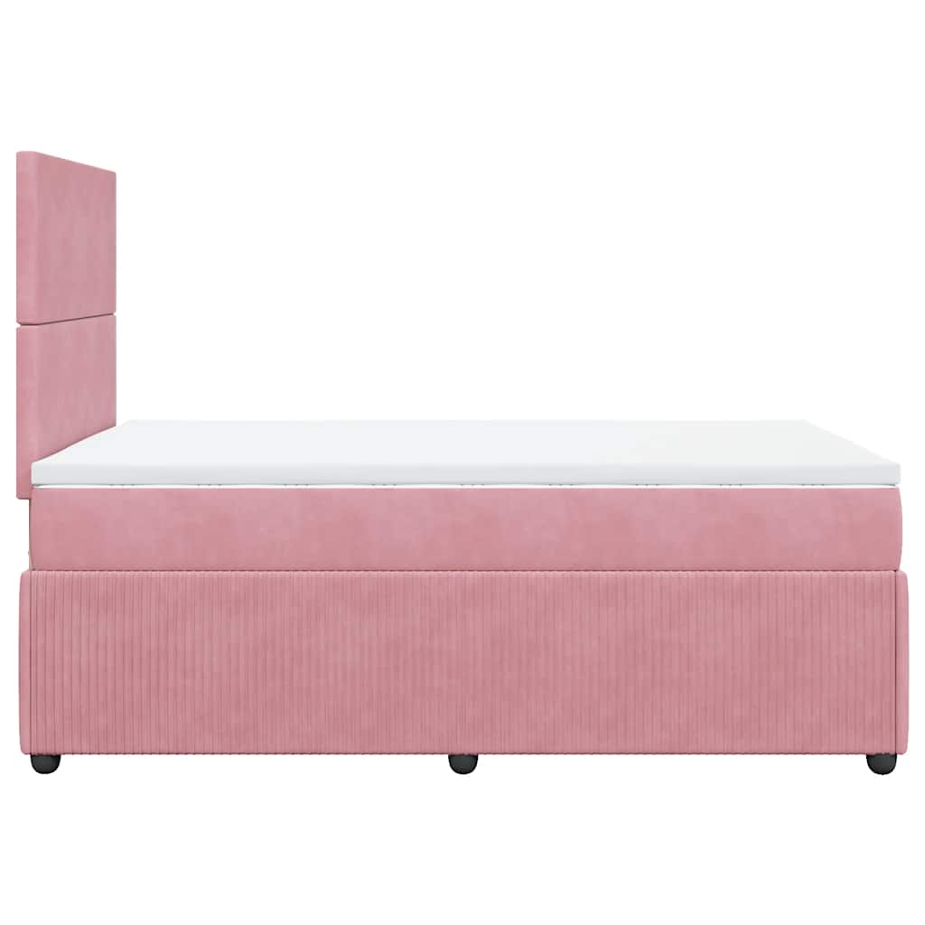 Giroletto a Molle con Materasso Rosa 120x190 cm in Velluto