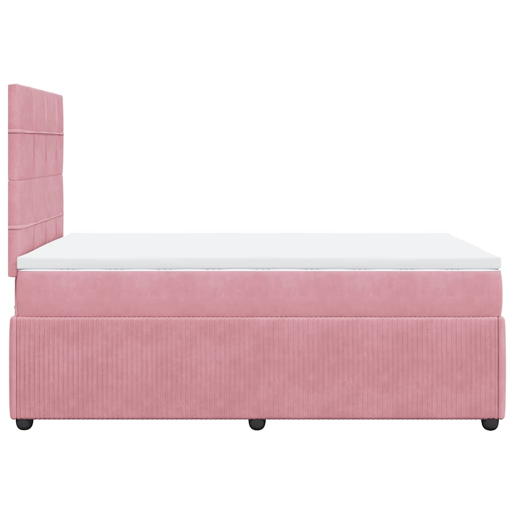 Giroletto a Molle con Materasso Rosa 120x190 cm in Velluto
